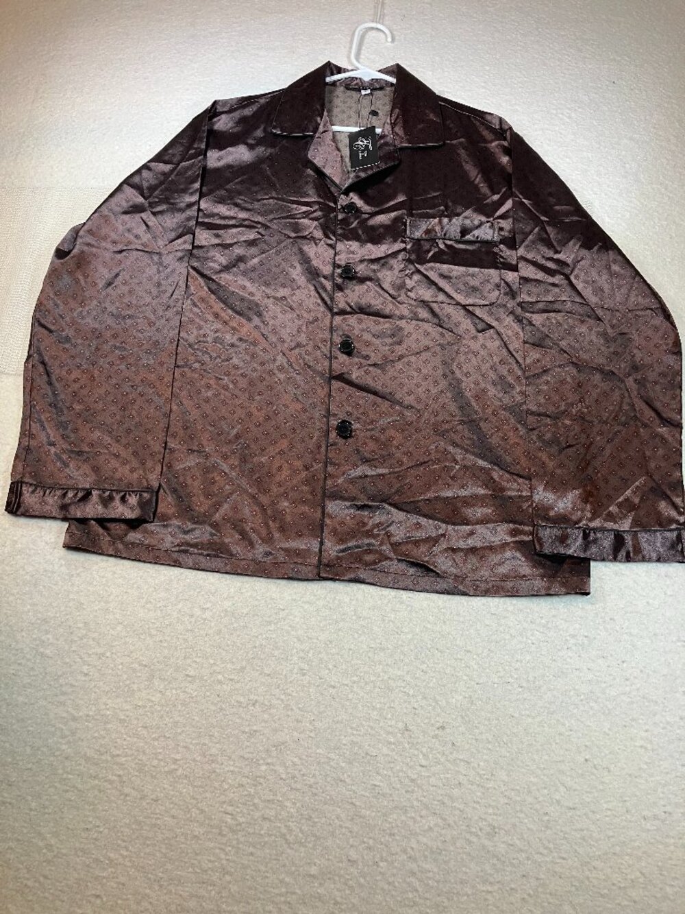 Tony & Candice NWT Mens Satin Geometric Print Pajama Top Sz L